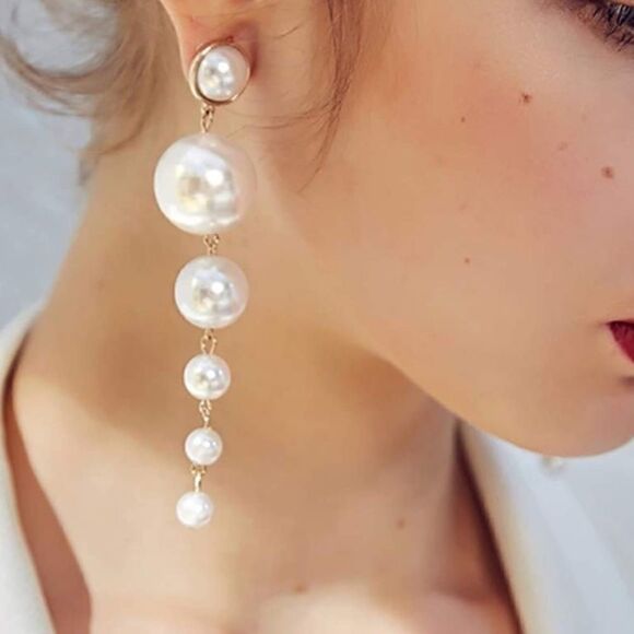 Pearl Drop Statement Earrings - Picture 2 of 4